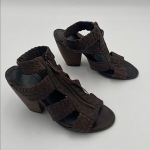 Nicole Brown Strappy Women's Sandals women 8M boho casual gorth grunge chunky